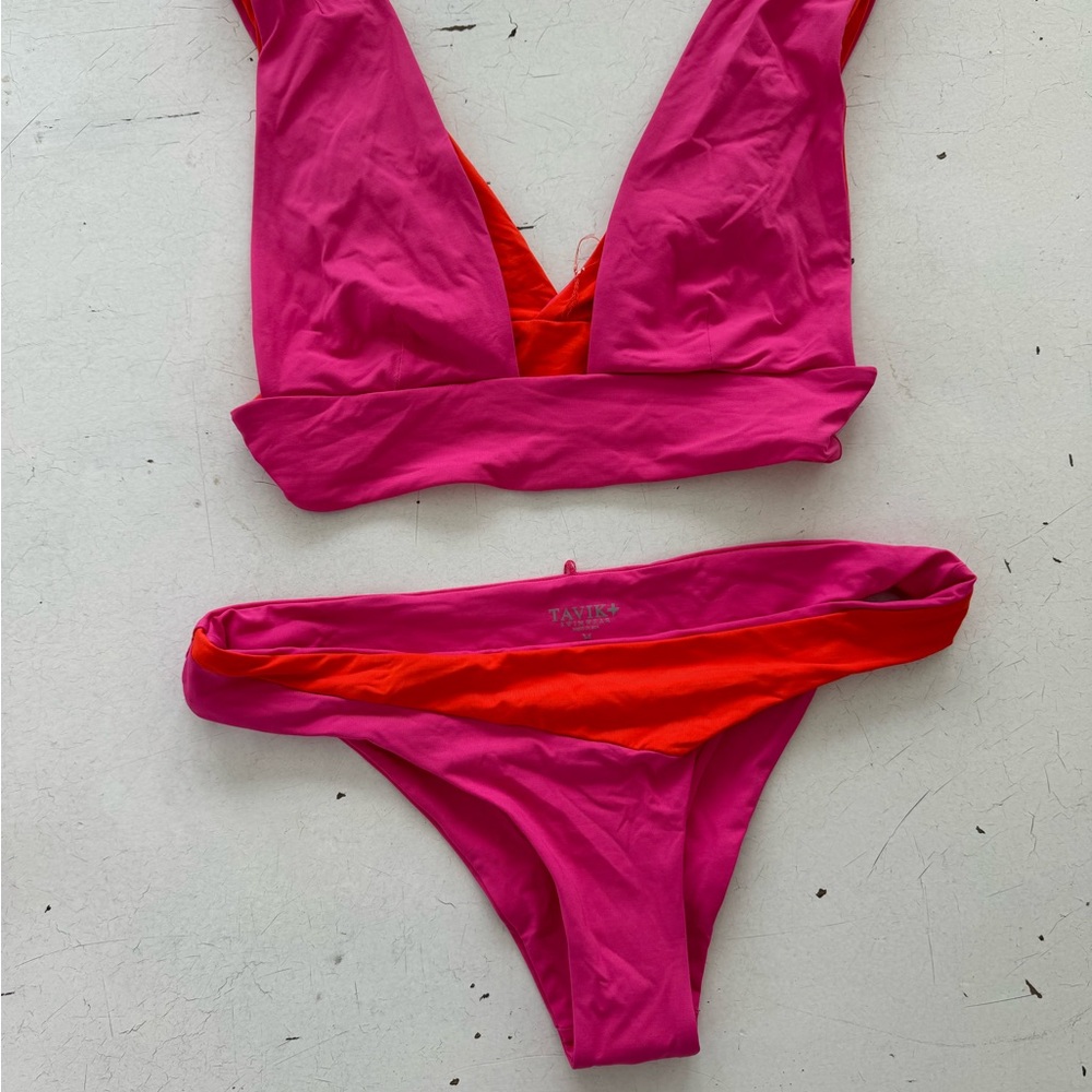 Tavik Pink and Orange Beth Reversible Bikini Top